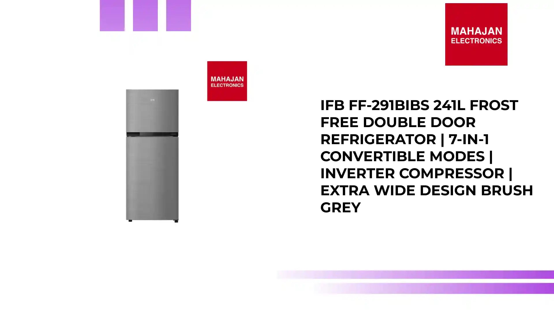 IFB FF-291BIBS 241L Frost Free Double Door Refrigerator | 7-in-1 Convertible Modes | Inverter Compressor | Extra Wide Design Brush Grey by@Outfy