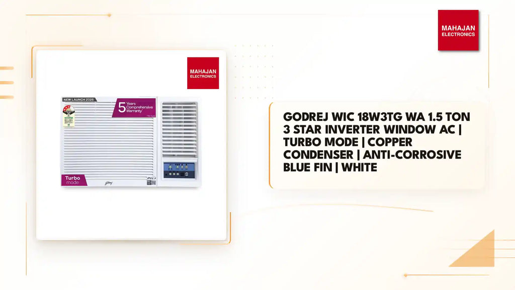 Godrej WIC 18W3TG WA 1.5 Ton 3 Star Inverter Window AC | Turbo Mode | Copper Condenser | Anti-Corrosive Blue Fin | White by@Outfy