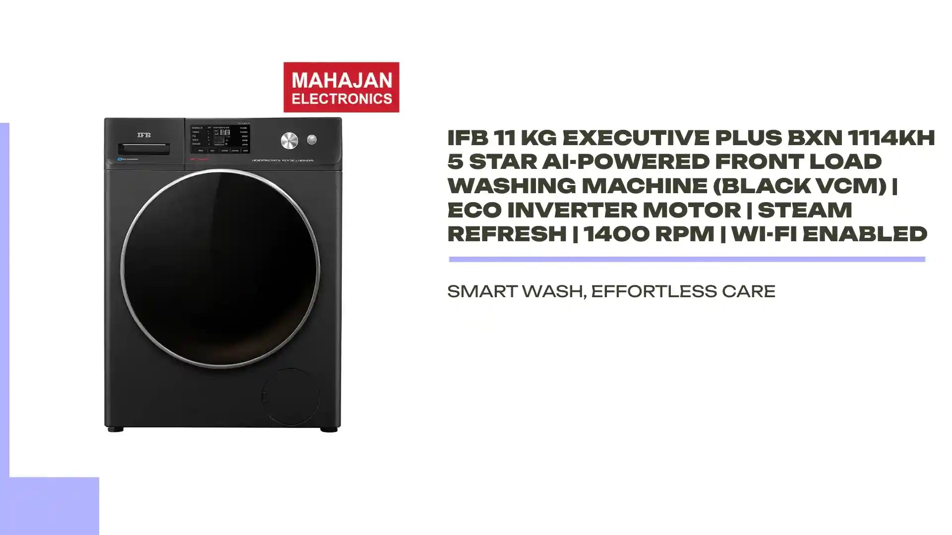 IFB 11 Kg EXECUTIVE PLUS BXN 1114KH 5 Star AI-Powered Front Load Washing Machine (Black VCM) | Eco Inverter Motor | Steam Refresh | 1400 RPM | Wi-Fi Enabled by@Outfy