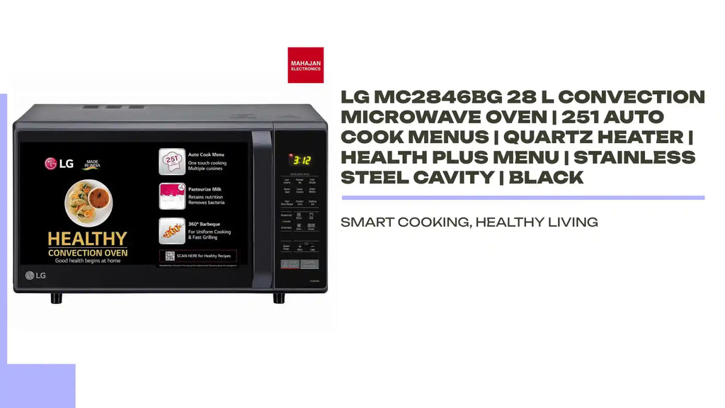 LG MC2846BG 28 L Convection Microwave Oven | 251 Auto Cook Menus | Quartz Heater | Health Plus Menu | Stainless Steel Cavity | Black by@Outfy