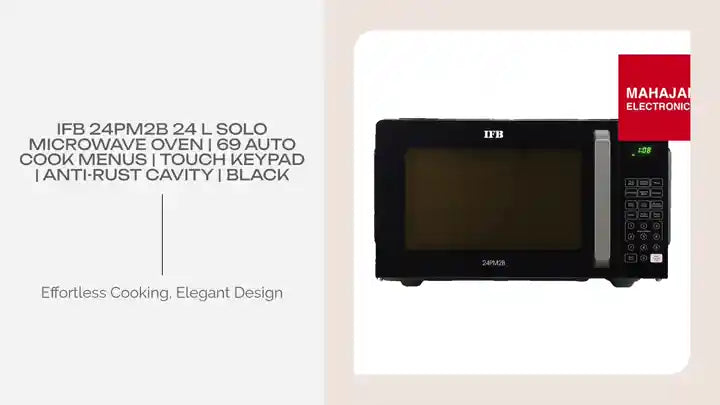 IFB 24PM2B 24 L Solo Microwave Oven | 69 Auto Cook Menus | Touch Keypad | Anti-Rust Cavity | Black by@Outfy