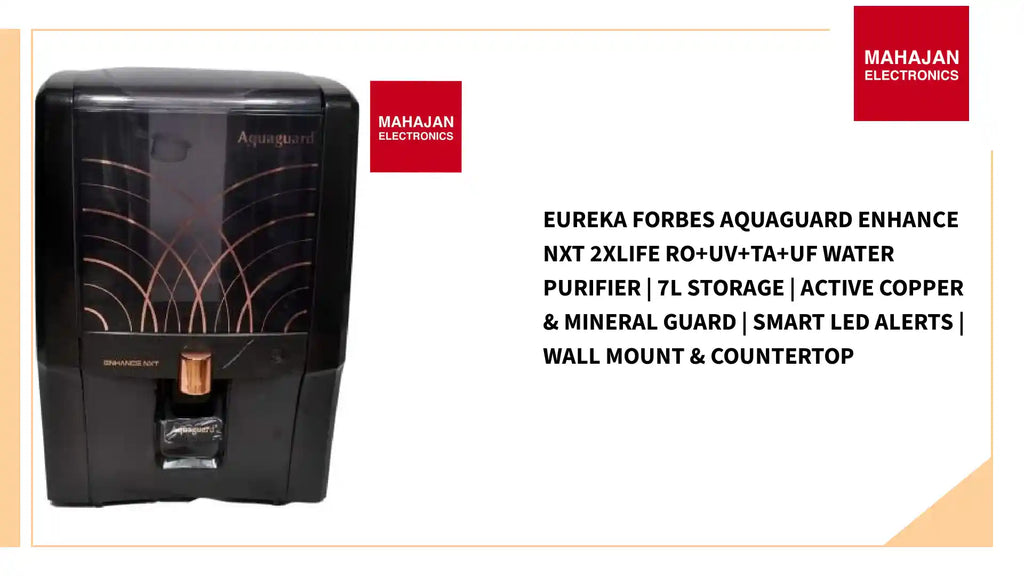 Eureka Forbes Aquaguard Enhance NXT 2XLIFE RO+UV+TA+UF Water Purifier | 7L Storage | Active Copper & Mineral Guard | Smart LED Alerts | Wall Mount & Countertop by@Outfy