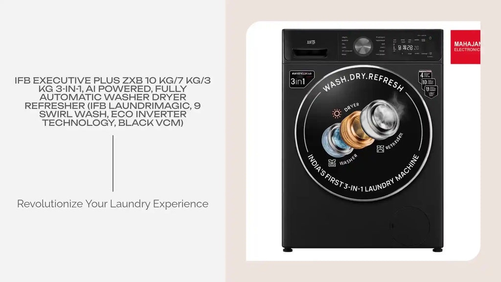 IFB EXECUTIVE PLUS ZXB 10 Kg/7 Kg/3 Kg 3-in-1, AI Powered, Fully Automatic Washer Dryer Refresher (IFB Laundrimagic, 9 Swirl Wash, Eco Inverter Technology, Black VCM) by@Outfy
