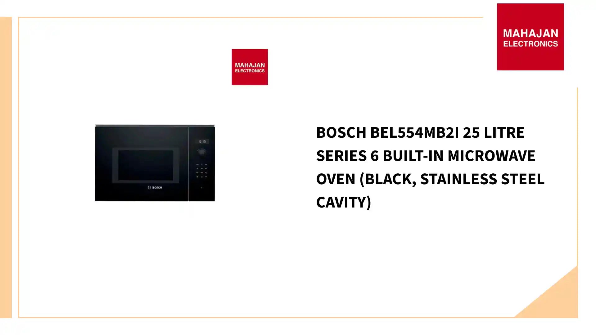 Bosch BEL554MB2I 25 Litre Series 6 Built-In Microwave Oven (Black, Stainless Steel Cavity) by@Outfy