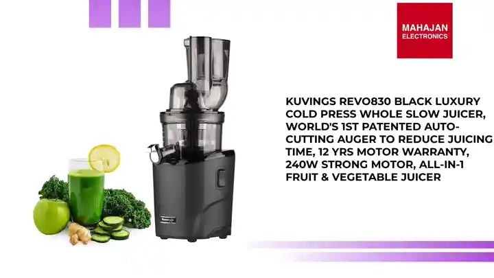 Kuvings REVO830 Black Luxury Cold Press Whole Slow Juicer, World&#039;s 1st Patented Auto-Cutting Auger to reduce juicing time, 12 Yrs Motor Warranty, 240W Strong Motor, All-in-1 Fruit &amp; Vegetable Juicer by@Outfy
