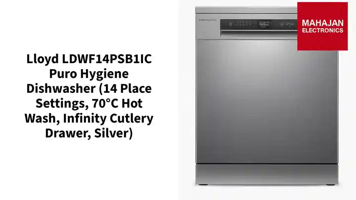 Lloyd LDWF14PSB1IC Puro Hygiene Dishwasher (14 Place Settings, 70&deg;C Hot Wash, Infinity Cutlery Drawer, Silver) by@Outfy