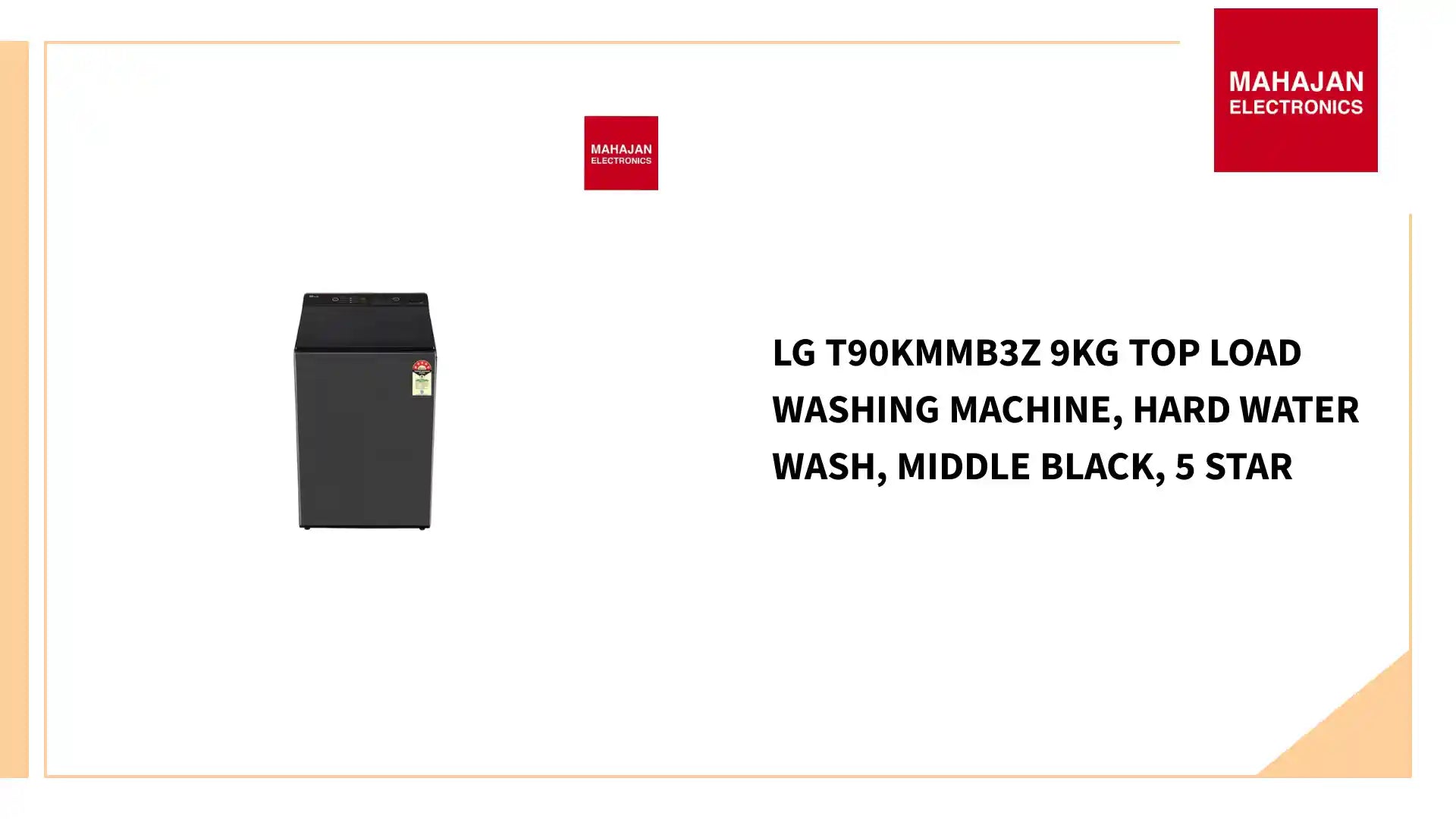 LG T90KMMB3Z 9Kg Top Load Washing Machine, Hard Water Wash, Middle Black, 5 Star by@Outfy