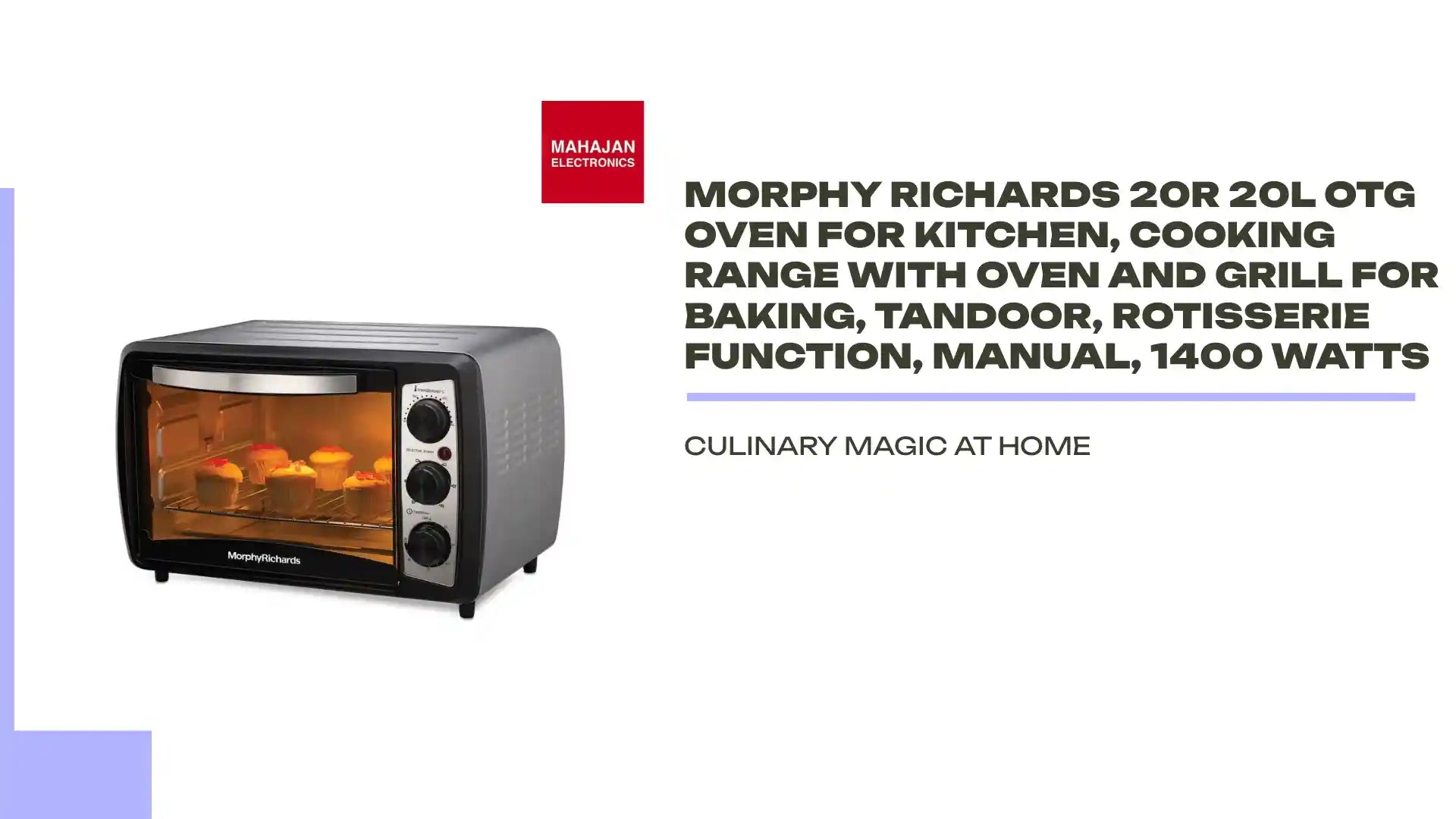 Morphy Richards 20R 20L Otg Oven For Kitchen, Cooking Range With Oven And Grill For Baking, Tandoor, Rotisserie Function, Manual, 1400 Watts by@Outfy