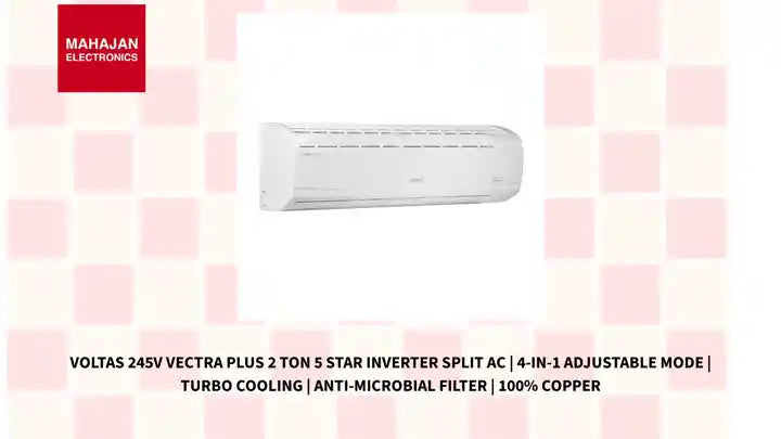 Voltas 245V Vectra Plus 2 Ton 5 Star Inverter Split AC | 4-in-1 Adjustable Mode | Turbo Cooling | Anti-Microbial Filter | 100% Copper by@Outfy