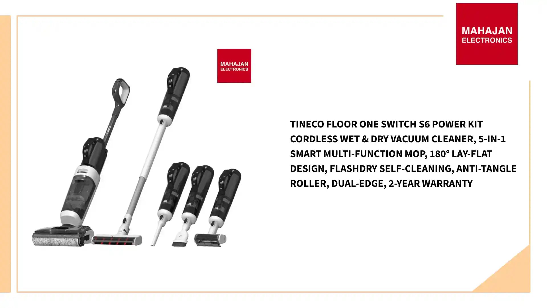 Tineco Floor One Switch S6 Power Kit Cordless Wet &amp; Dry Vacuum Cleaner, 5-in-1 Smart Multi-Function Mop, 180&deg; Lay-Flat Design, FlashDry Self-Cleaning, Anti-Tangle Roller, Dual-Edge, 2-Year Warranty by@Outfy