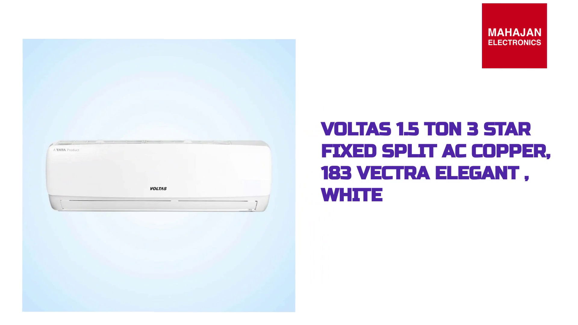 Voltas 1.5 Ton 3 Star Fixed Split AC Copper, 183 Vectra Elegant , White by@Outfy