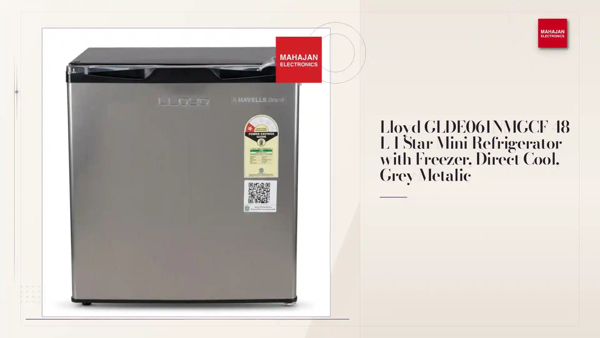 Lloyd GLDE061NMGCF 48 L 1 Star Mini Refrigerator with Freezer, Direct Cool, Grey Metalic by@Outfy