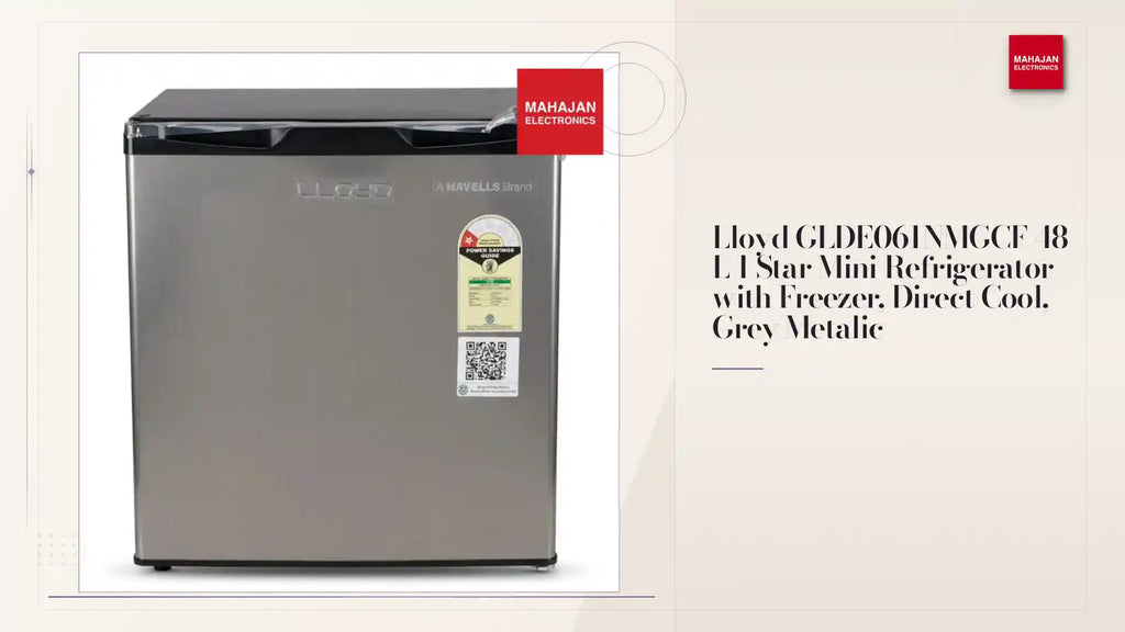 Lloyd GLDE061NMGCF 48 L 1 Star Mini Refrigerator with Freezer, Direct Cool, Grey Metalic by@Outfy