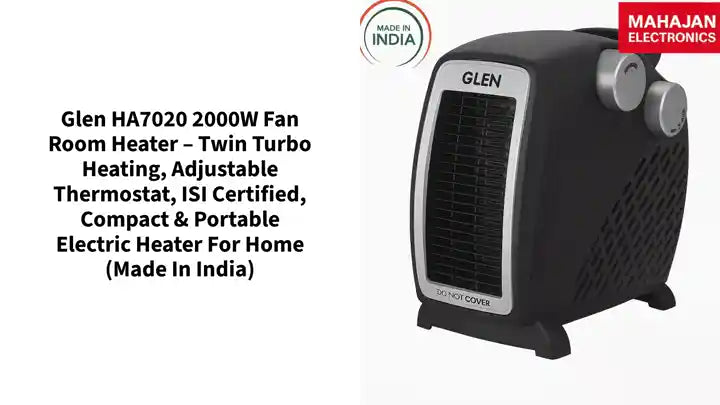 Glen HA7020 2000W Fan Room Heater &ndash; Twin Turbo Heating, Adjustable Thermostat, ISI Certified, Compact &amp; Portable Electric Heater for Home (Made in India) by@Outfy