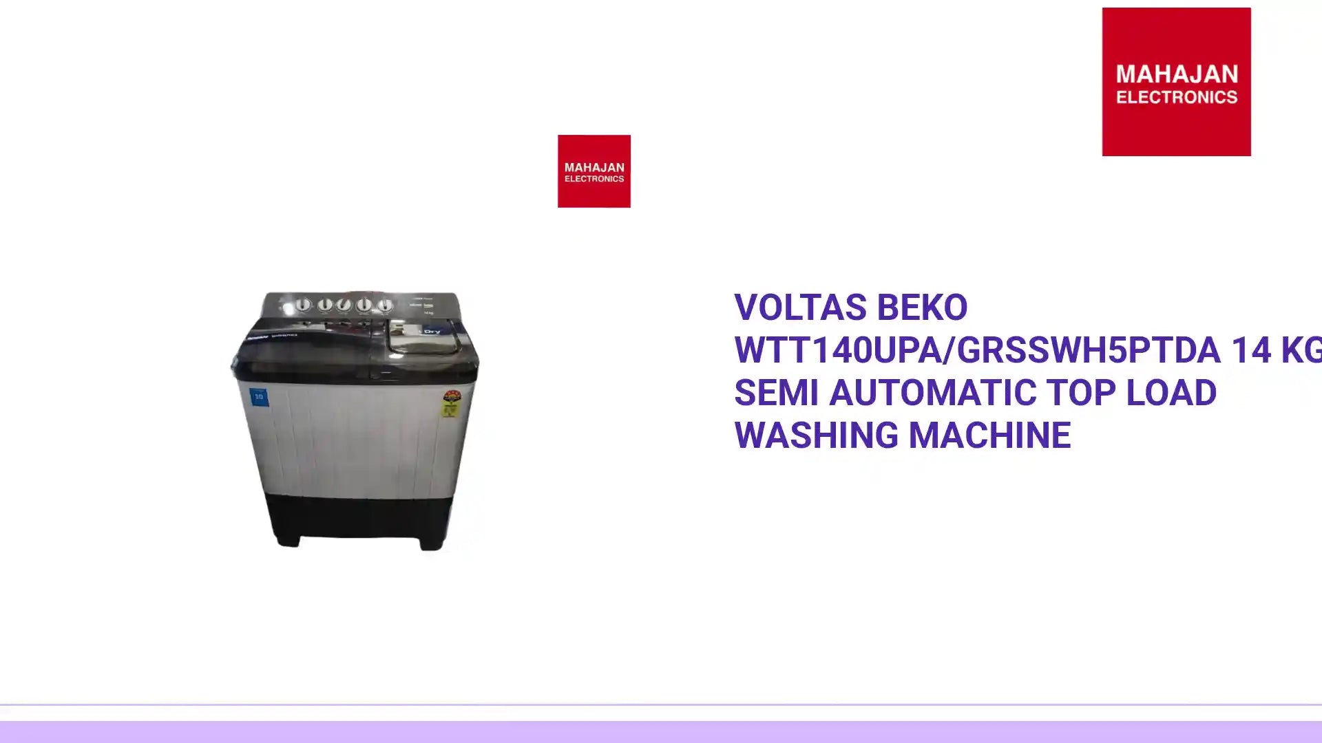 Voltas Beko WTT140UPA/GRSSWH5PTDA 14 kg Semi Automatic Top Load Washing Machine by@Outfy