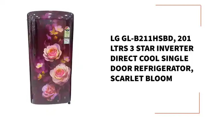 LG GL-B211HSBD, 201 Ltrs 3 Star Inverter Direct Cool Single Door Refrigerator, Scarlet Bloom by@Outfy