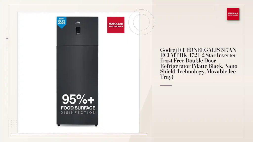 Godrej RT EONREGALIS 517AN RCI MT BK 472L 2 Star Inverter Frost Free Double Door Refrigerator (Matte Black, Nano Shield Technology, Movable Ice Tray) by@Outfy