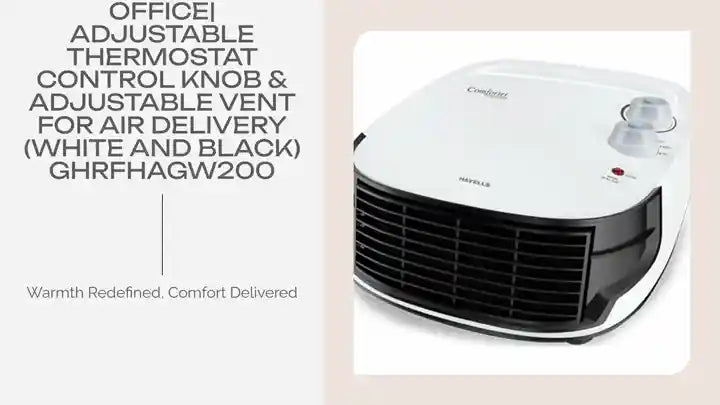 Havells Comforter 2000 Watt Room Heater with Overheat Protection| Easy to Carry for Bedroom and Office| Adjustable Thermostat Control Knob &amp; Adjustable Vent for Air Delivery (White and Black) GHRFHAGW200 by@Outfy