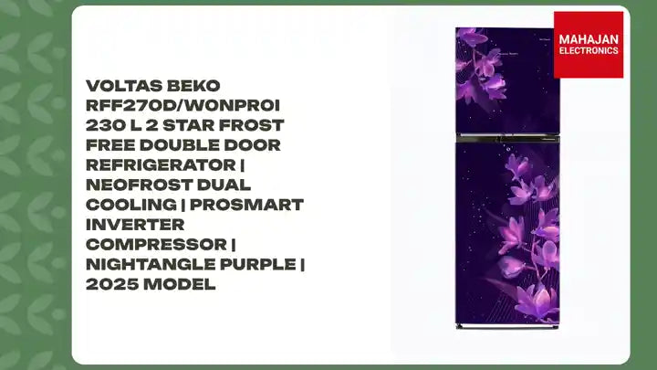 Voltas Beko RFF270D/W0NPR0I 230 L 2 Star Frost Free Double Door Refrigerator | NeoFrost Dual Cooling | ProSmart Inverter Compressor | Nightangle Purple | 2025 Model by@Outfy