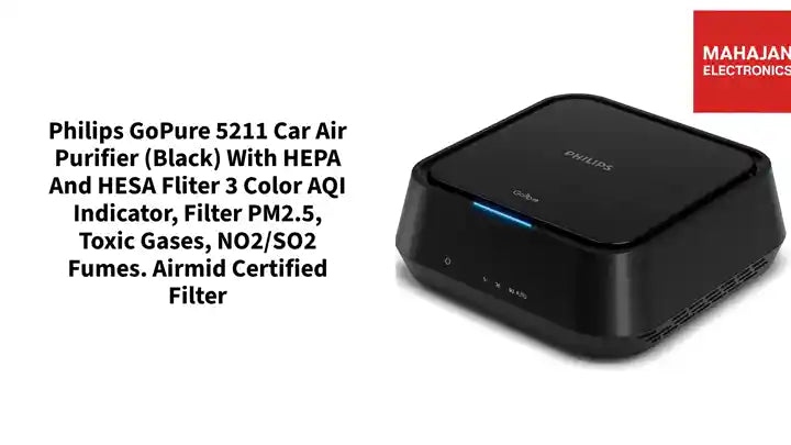 Philips GoPure 5211 Car Air Purifier (Black) With HEPA and HESA Fliter 3 Color AQI Indicator, Filter PM2.5, Toxic gases, NO2/SO2 fumes. Airmid certified filter by@Outfy