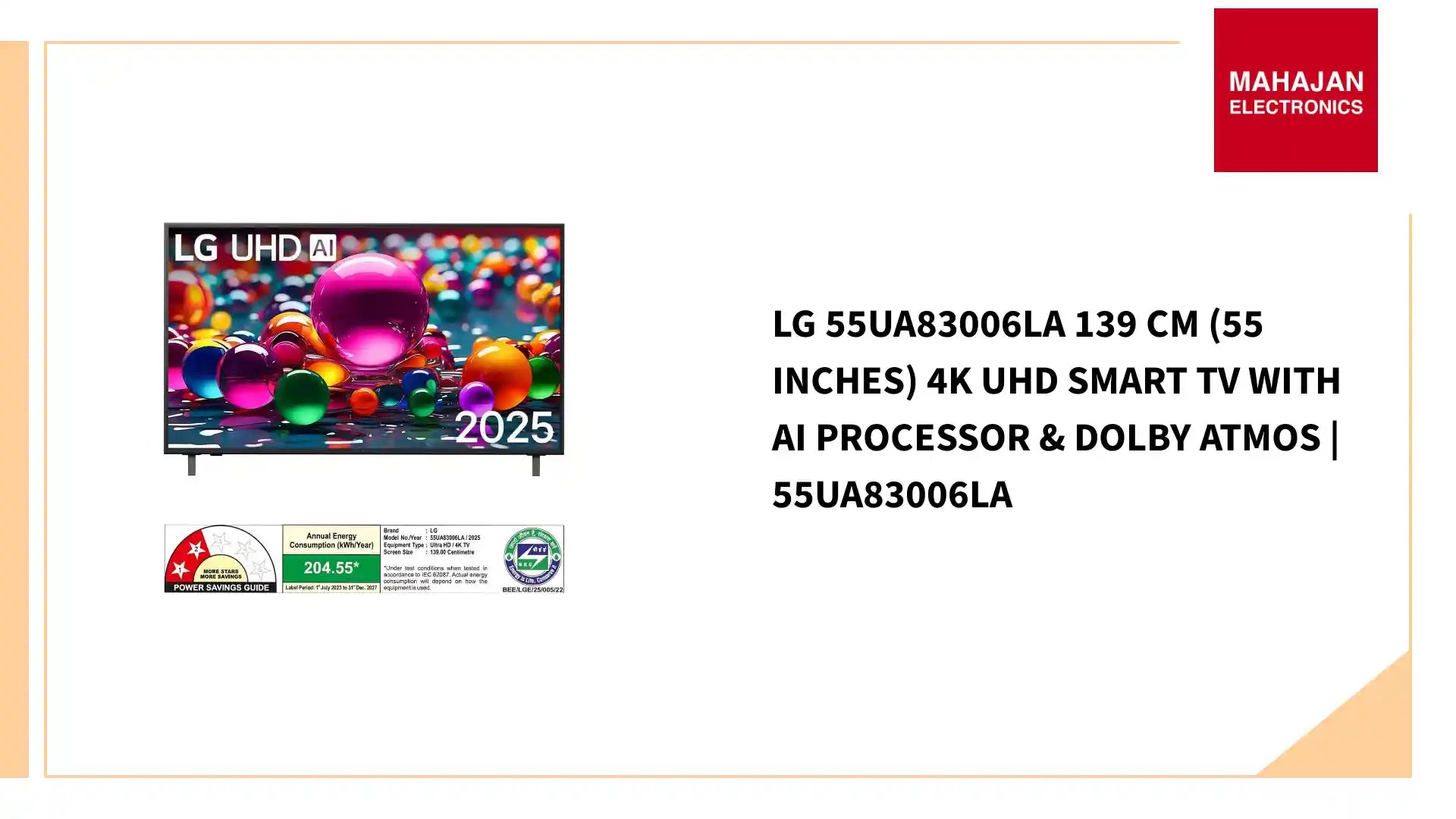 LG 55UA83006LA 139 cm (55 Inches) 4K UHD Smart TV with AI Processor &amp; Dolby Atmos | 55UA83006LA by@Outfy