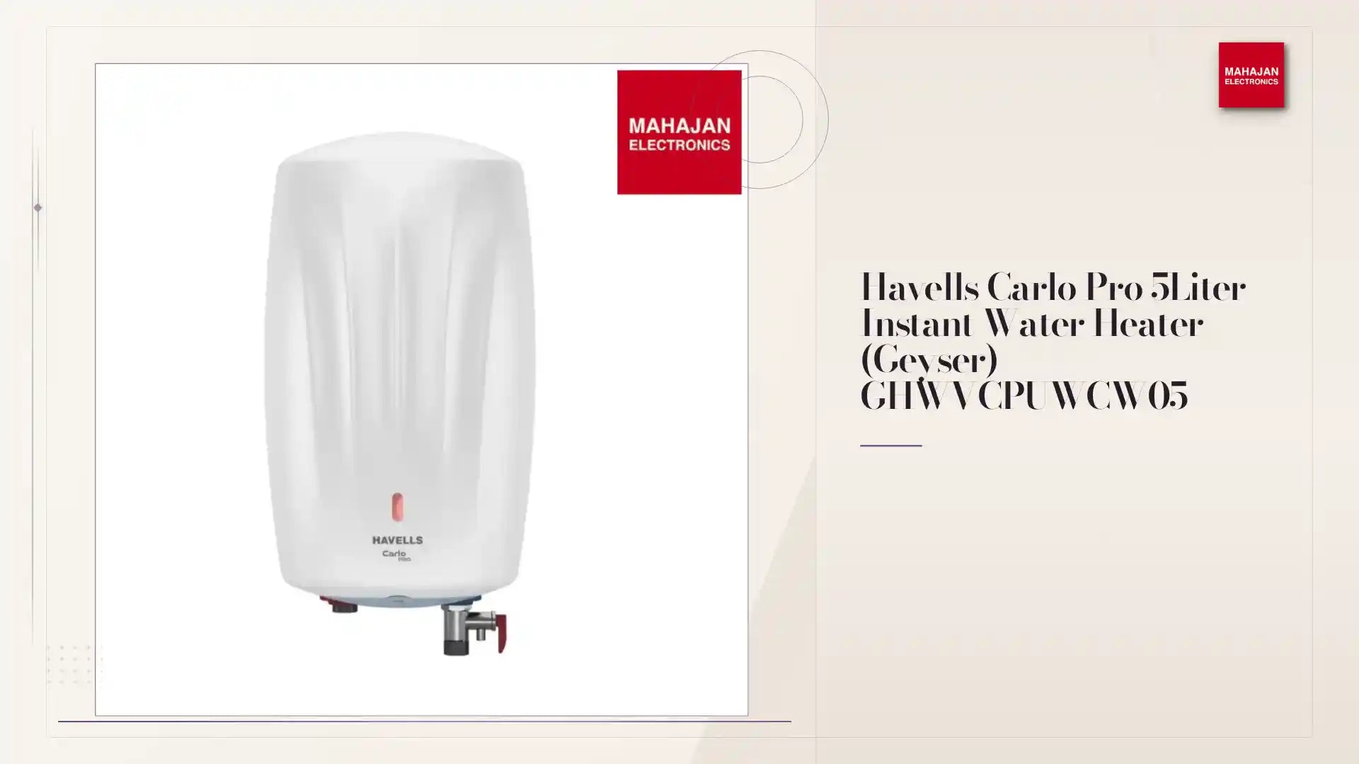 Havells Carlo Pro 5Liter Instant Water Heater (Geyser) GHWVCPUWCW05 by@Outfy