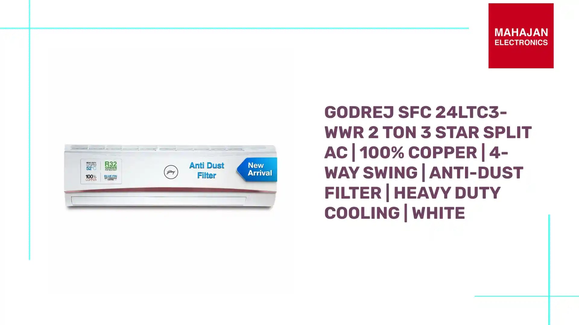 Godrej SFC 24LTC3-WWR 2 Ton 3 Star Split AC | 100% Copper | 4-Way Swing | Anti-Dust Filter | Heavy Duty Cooling | White by@Outfy