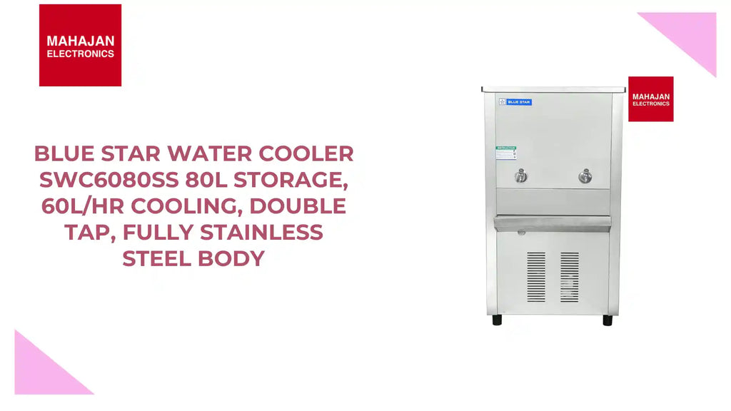 Blue Star Water Cooler SWC6080SS 80L Storage, 60L/hr Cooling, Double Tap, Fully Stainless Steel Body by@Outfy