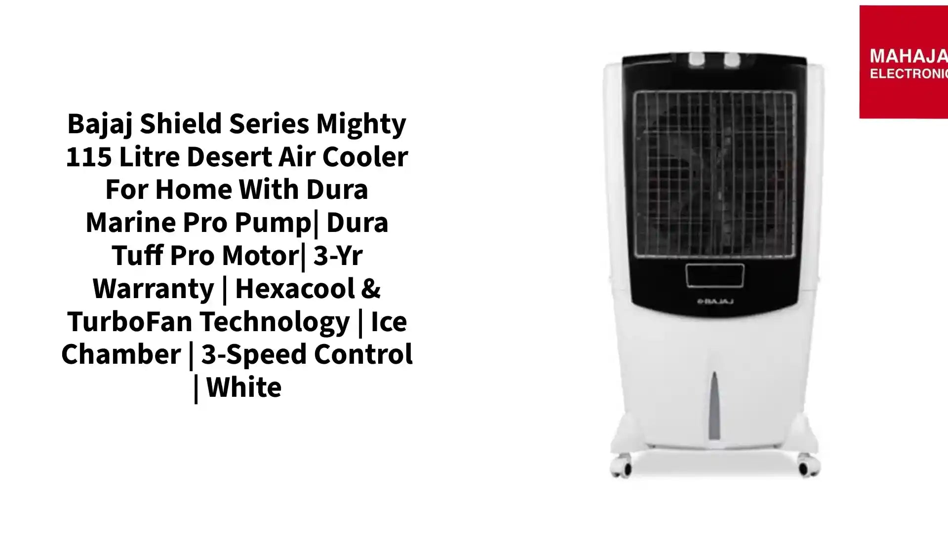 Bajaj Shield Series Mighty 115 Litre Desert Air Cooler for home with Dura Marine Pro Pump| Dura Tuff Pro Motor| 3-Yr Warranty | Hexacool &amp; TurboFan Technology | Ice Chamber | 3-Speed Control | White by@Outfy