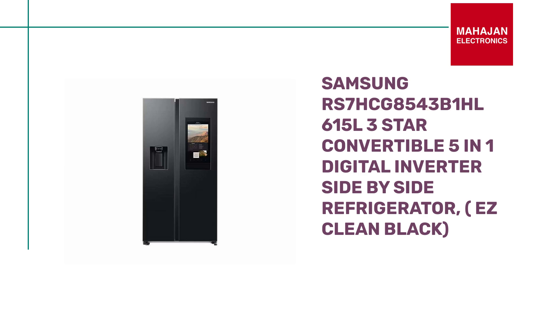 Samsung RS7HCG8543B1HL 615L 3 Star Convertible 5 In 1 Digital Inverter Side by Side Refrigerator, ( EZ Clean Black) by@Outfy