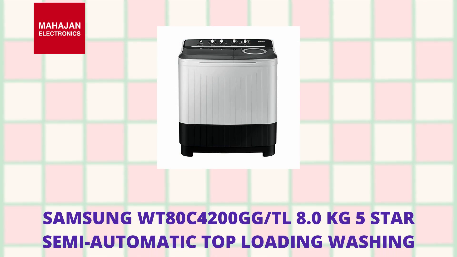 Samsung WT80C4200GG/TL 8.0 kg 5 Star Semi-Automatic Top Loading Washing Machine | Light Grey by@Outfy