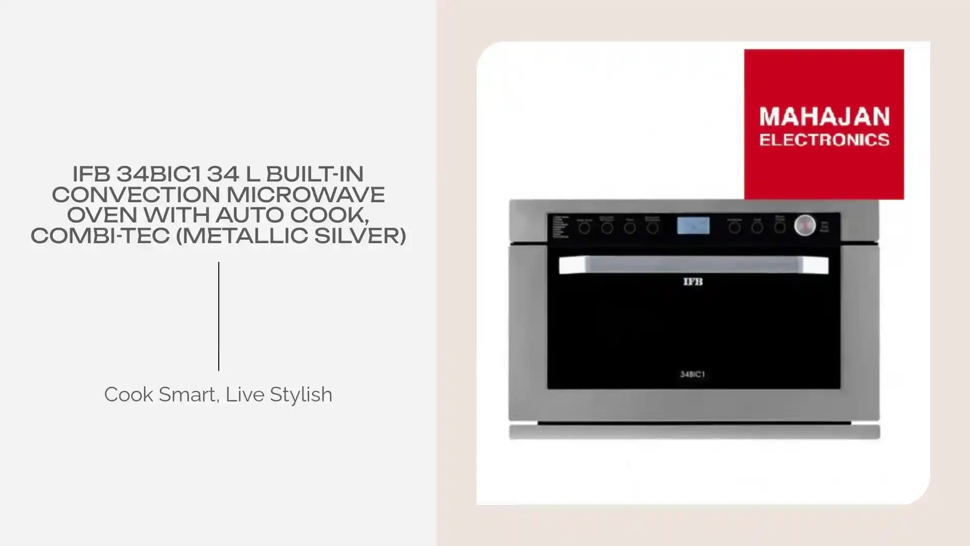 IFB 34BIC1 34 L Built-In Convection Microwave Oven with Auto Cook, Combi-Tec (Metallic Silver) by@Outfy