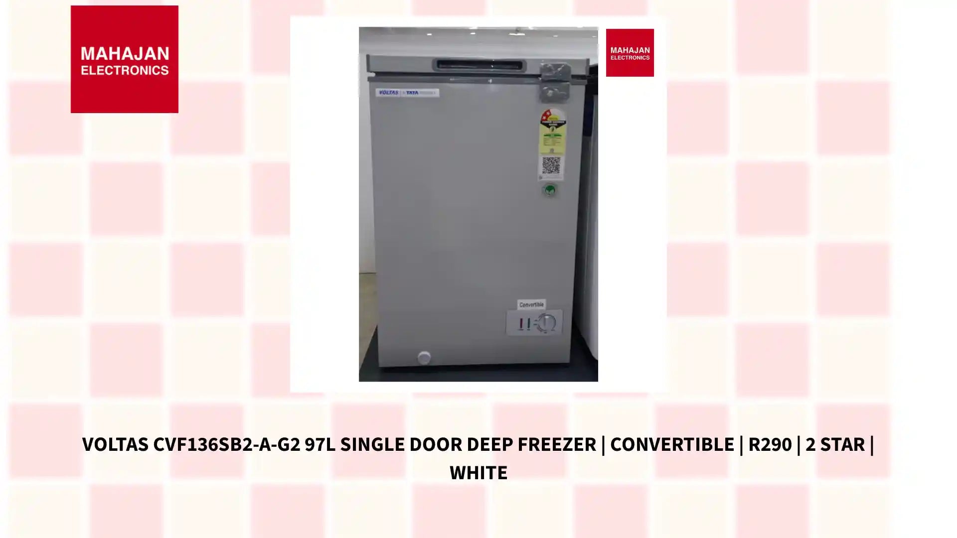 Voltas CVF136SB2-A-G2 97L Single Door Deep Freezer | Convertible | R290 | 2 Star | White by@Outfy
