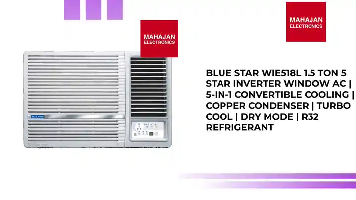 Blue Star WIE518L 1.5 Ton 5 Star Inverter Window AC | 5-in-1 Convertible Cooling | Copper Condenser | Turbo Cool | Dry Mode | R32 Refrigerant by@Outfy
