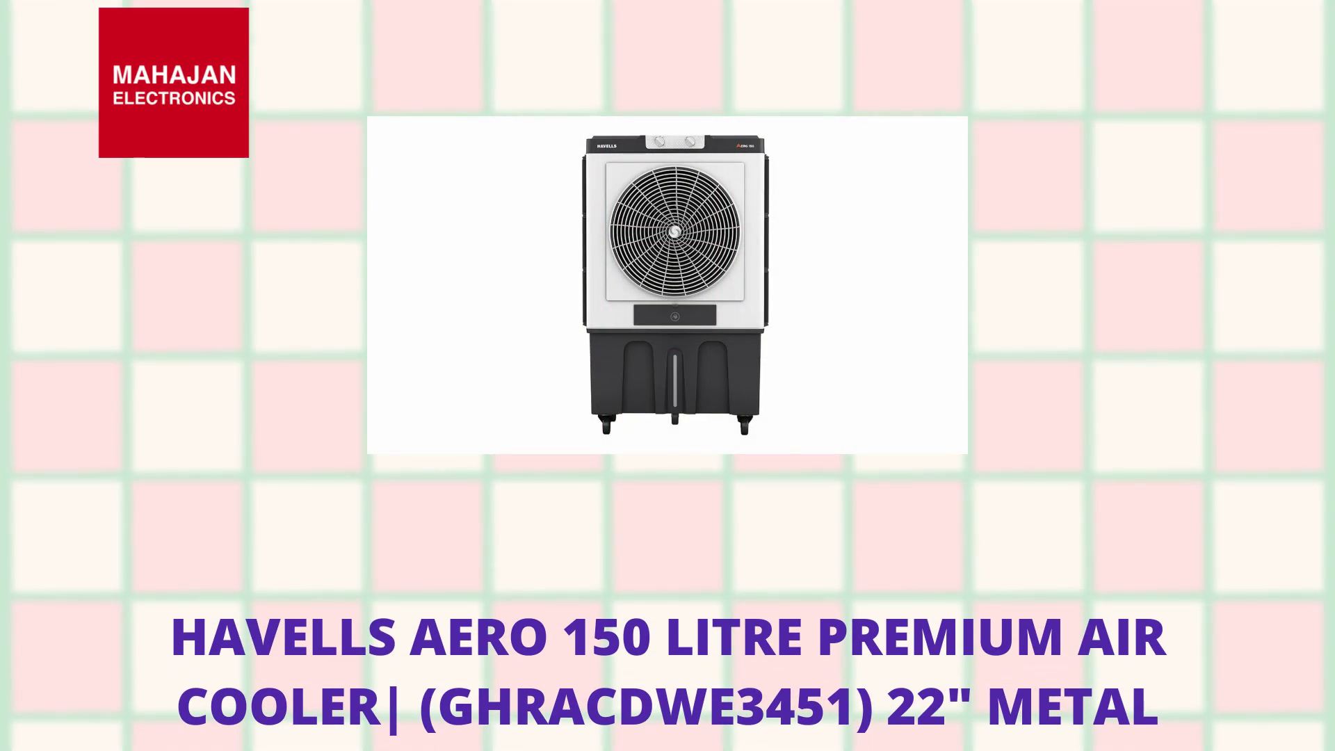 Havells Aero 150 Litre Premium Air Cooler| (GHRACDWE3451) 22&quot; Metal Blade Fan| Powerful Air-Delivery of 12000 m&sup3;/h| 3 Side Bacteria Shield Honeycomb Pads| Dust Filter Nets| XXL Ice chamber| Auto fill function by@Outfy