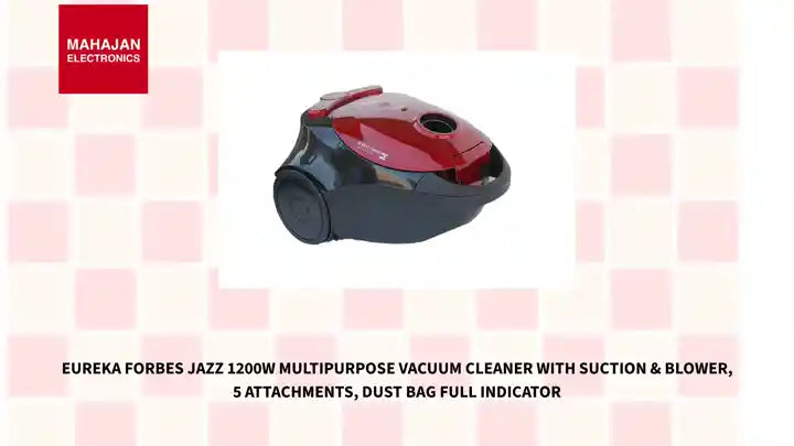 Eureka Forbes Jazz 1200W Multipurpose Vacuum Cleaner with Suction &amp; Blower, 5 Attachments, Dust Bag Full Indicator by@Outfy