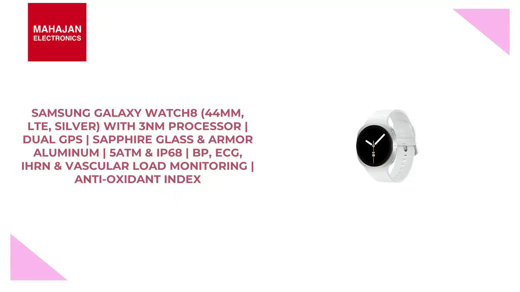 Samsung Galaxy Watch8 (44mm, LTE, Silver) with 3nm Processor | Dual GPS | Sapphire Glass & Armor Aluminum | 5ATM & IP68 | BP, ECG, IHRN & Vascular Load Monitoring | Anti-oxidant Index by@Outfy