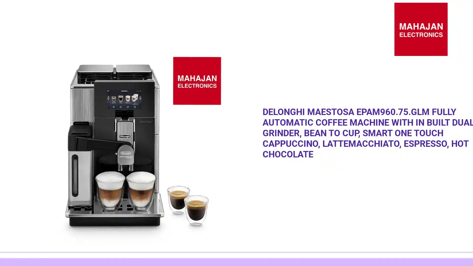 DeLonghi Maestosa EPAM960.75.GLM Fully Automatic Coffee Machine With In Built Dual Grinder, Bean To Cup, Smart One Touch Cappuccino, LatteMacchiato, Espresso, Hot Chocolate by@Outfy