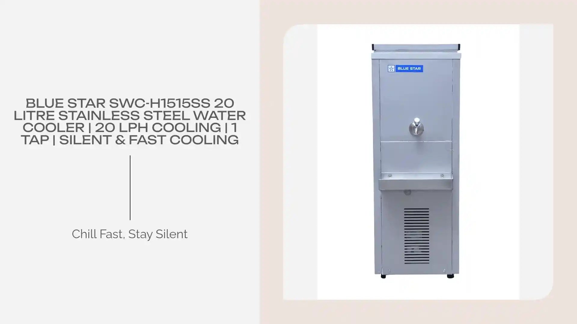 Blue Star SWC-H1515SS 20 Litre Stainless Steel Water Cooler | 20 LPH Cooling | 1 Tap | Silent &amp; Fast Cooling by@Outfy
