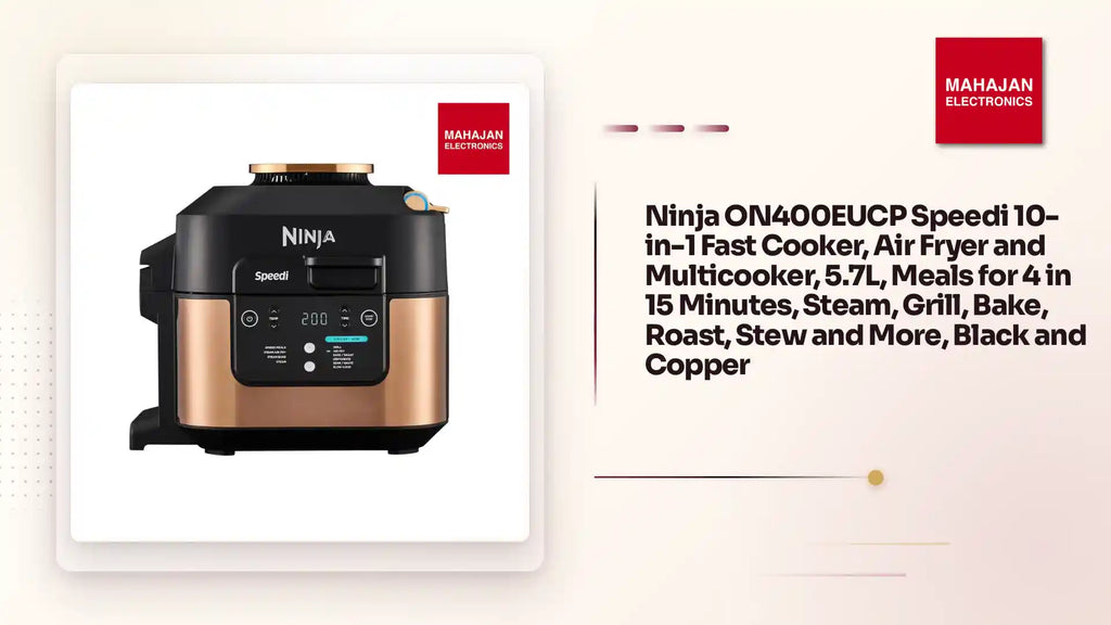 Ninja ON400EUCP Speedi 10-in-1 Fast Cooker, Air Fryer and Multicooker, 5.7L, Meals for 4 in 15 Minutes, Steam, Grill, Bake, Roast, Stew and More, Black and Copper by@Outfy