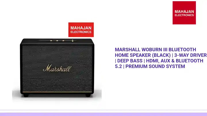 Marshall Woburn III Bluetooth Home Speaker (Black) | 3-Way Driver | Deep Bass | HDMI, AUX &amp; Bluetooth 5.2 | Premium Sound System by@Outfy
