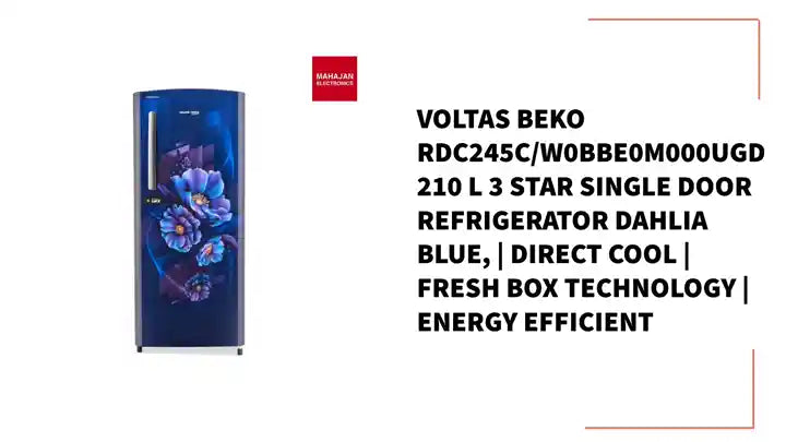Voltas Beko RDC245C/W0BBE0M000UGD 210 L 3 Star Single Door Refrigerator Dahlia Blue, | Direct Cool | Fresh Box Technology | Energy Efficient by@Outfy