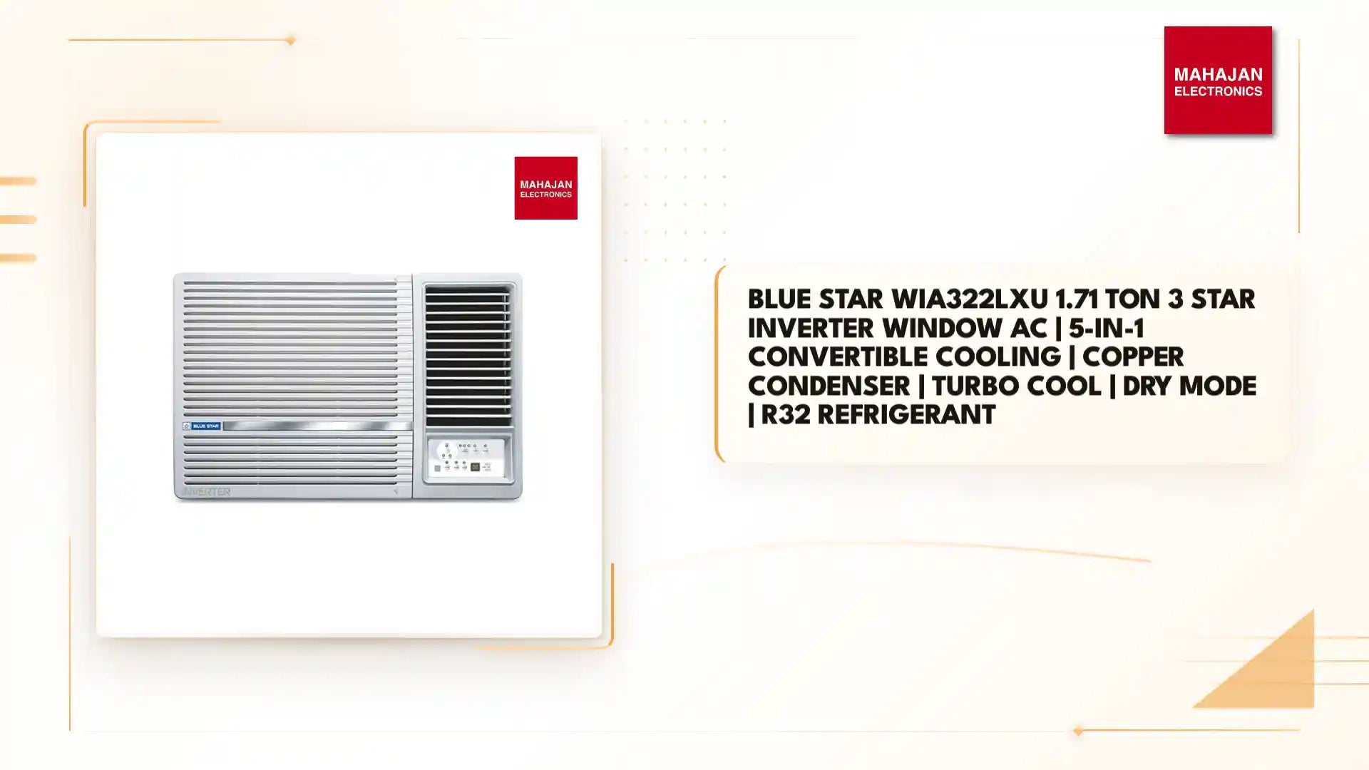 Blue Star WIA322LXU 1.71 Ton 3 Star Inverter Window AC | 5-in-1 Convertible Cooling | Copper Condenser | Turbo Cool | Dry Mode | R32 Refrigerant by@Outfy