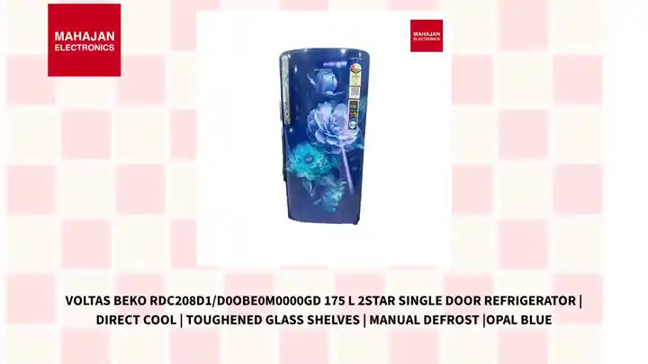 Voltas Beko RDC208D1/D0OBE0M0000GD 175 L 2Star Single Door Refrigerator | Direct Cool | Toughened Glass Shelves | Manual Defrost |opal Blue by@Outfy