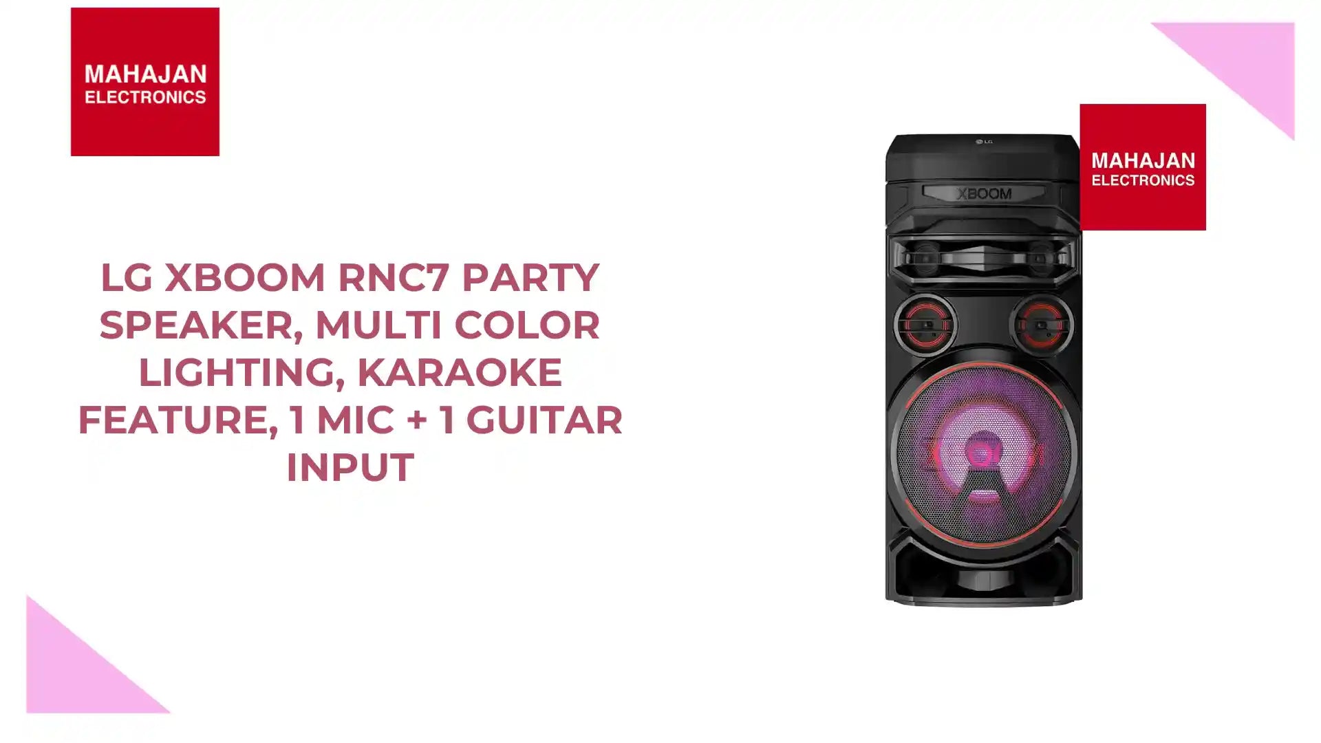 LG XBOOM RNC7 Party Speaker, Multi Color Lighting, Karaoke Feature, 1 Mic + 1 Guitar Input by@Outfy