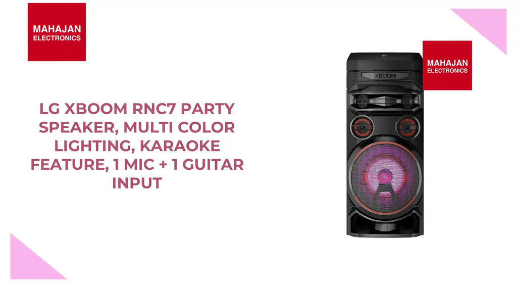 LG XBOOM RNC7 Party Speaker, Multi Color Lighting, Karaoke Feature, 1 Mic + 1 Guitar Input by@Outfy