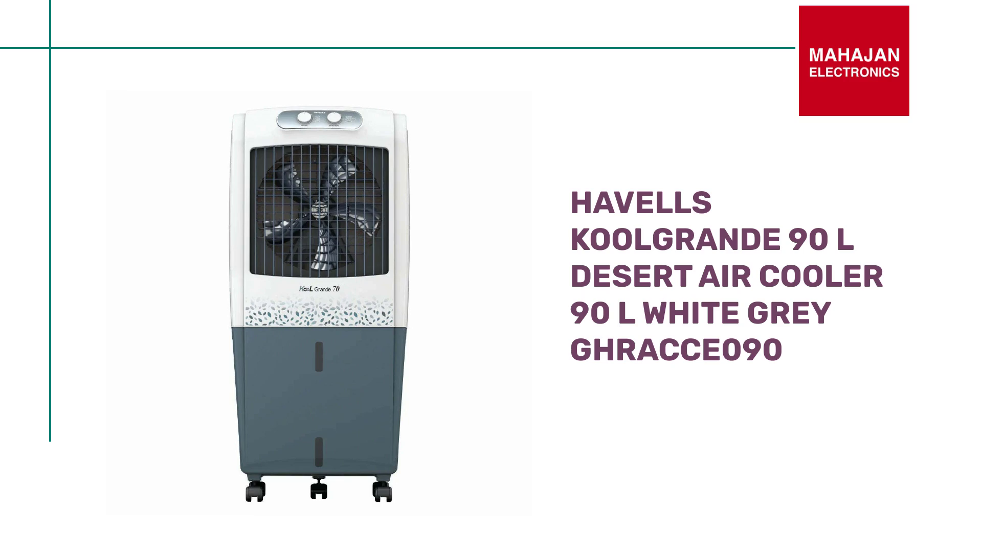 Havells KoolGrande 90 L Desert Air Cooler 90 L White Grey GHRACCE090 by@Outfy