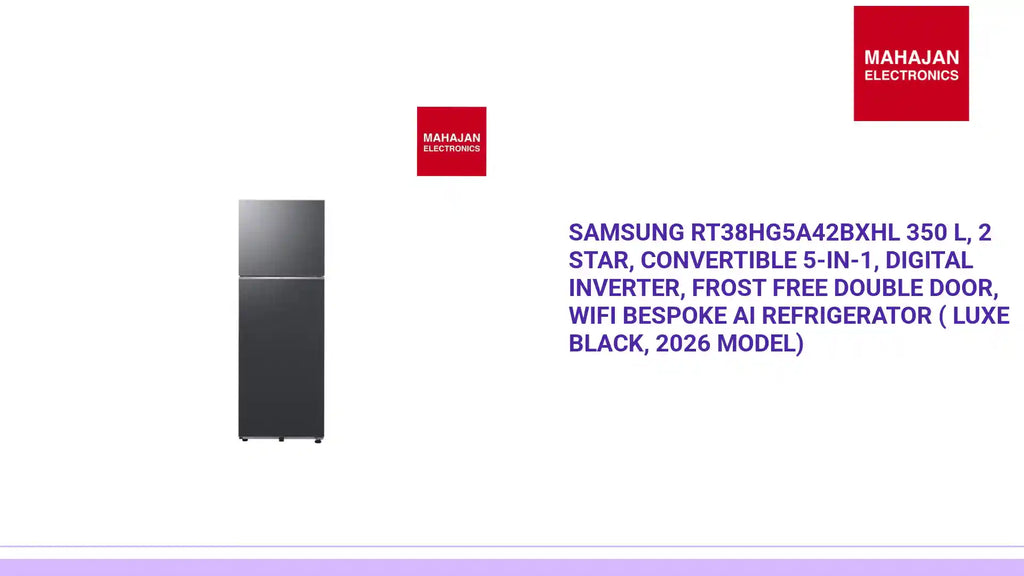 Samsung RT38HG5A42BXHL 350 L, 2 Star, Convertible 5-in-1, Digital Inverter, Frost Free Double Door, WiFi Bespoke AI Refrigerator ( Luxe Black, 2026 Model) by@Outfy
