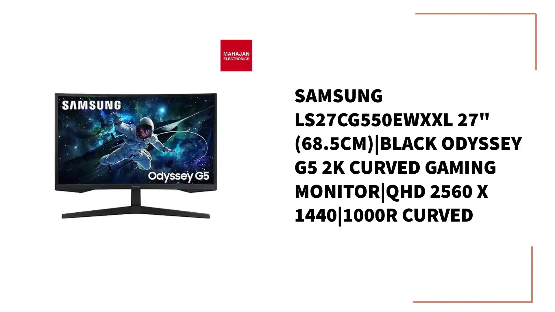 Samsung LS27CG550EWXXL 27" (68.5cm)|Black Odyssey G5 2K Curved Gaming Monitor|QHD 2560 X 1440|1000R Curved by@Outfy