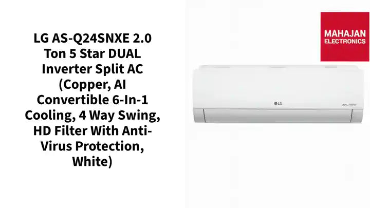 LG AS-Q24SNXE 2.0 Ton 5 Star DUAL Inverter Split AC (Copper, AI Convertible 6-in-1 Cooling, 4 Way Swing, HD Filter with Anti-Virus Protection, White) by@Outfy